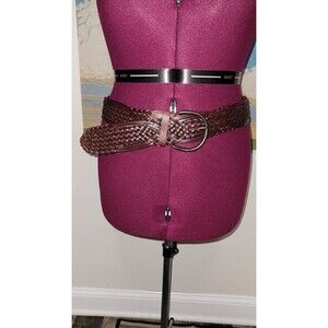 Boho Wide Brown Leather Plaited Belt Western/Casual Accessory XL 2.25" Wide